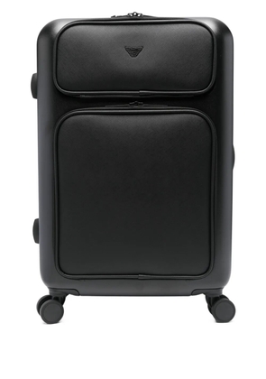 Emporio Armani logo-embossed wheeled holdall - Black