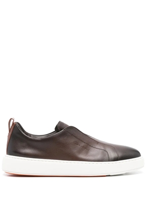 Santoni leather sneakers - Brown