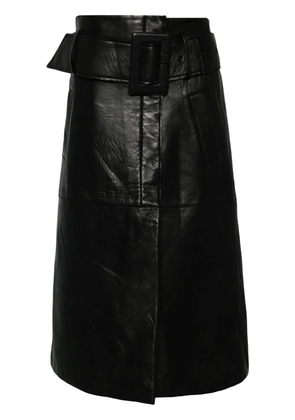 REMAIN bonded leather midi skirt - Black