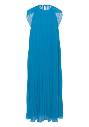Semicouture draped-shoulder pleated dress - Blue