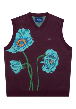 Awake NY floral-intarsia sweater vest - Red