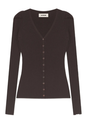AERON V-neck button-fastening cardigan - Brown