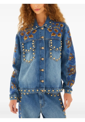 FARM Rio studded floral-embellishment jacket - Blue