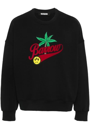 BARROW flocked-logo cotton sweatshirt - Black