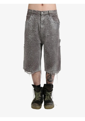 BIRTH OF ROYAL CHILD crystal-embellished washed-denim shorts - Brown