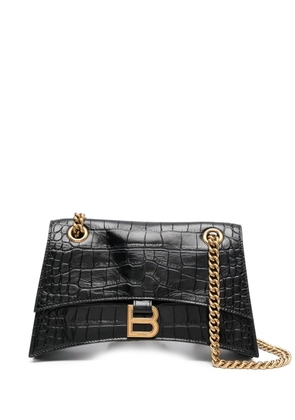 Balenciaga small Crush crocodile-embossed shoulder bag - Black