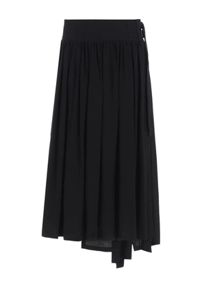 Y's gathered asymmetric midi skirt - Black