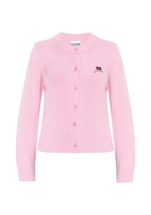 GANNI embroidered buttoned cardigan - Pink