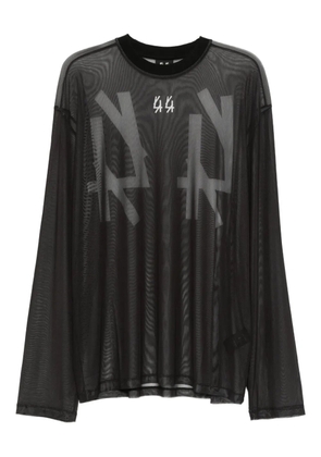 44 LABEL GROUP logo-print mesh T-shirt - Black