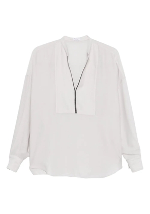 Brunello Cucinelli Monili-chain silk blouse - Grey