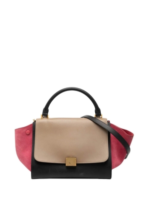 Celine Pre-Owned 2014 Small Tricolor Calfskin and Suede Trapeze satchel - Black