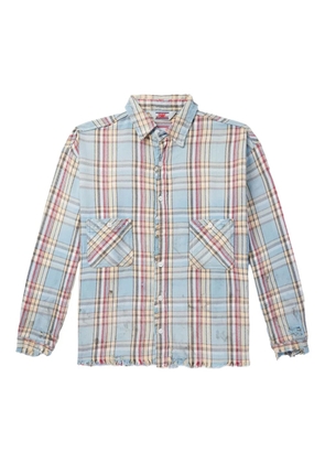 SAINT MXXXXXX frayed plaid shirt - Blue