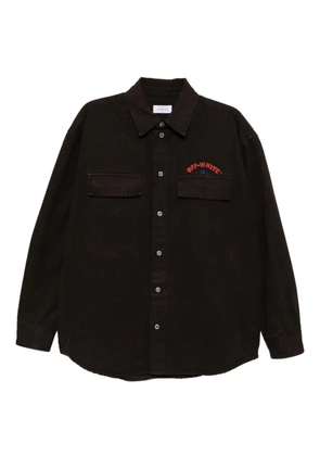 Off-White embroidered-print shirt - Brown