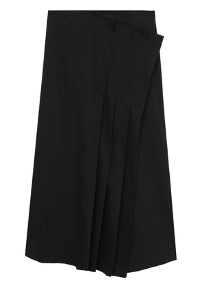 Y's asymmetric poplin midi skirt - Black