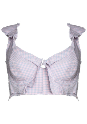 Natasha Zinko check-print deconstructed cotton bra - Blue