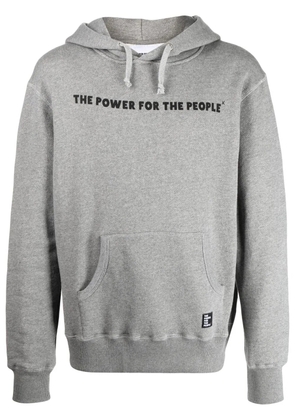 The Power For The People logo-print detail hoodie - Grey
