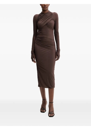 Aniye By Scandal draped long-sleeve midi dress - Brown