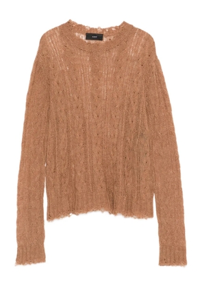 Alanui cable-knit frayed sweater - Brown