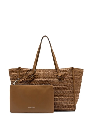 GIANNI CHIARINI Marcella straw-effect tote bag - Brown