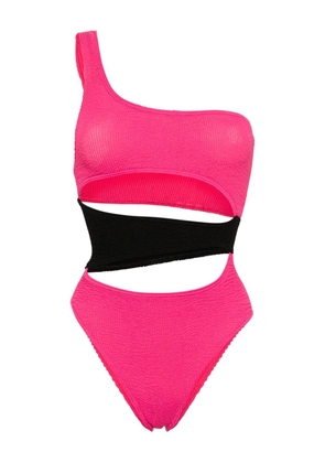 Bond-eye Splice cut-out smocked swimsuit - Pink