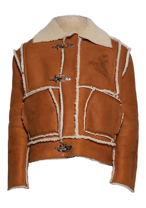 EARTHLING VIP shearling eagle-print jacket - Brown
