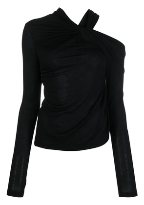 Helmut Lang cold-shoulder twisted blouse - Black