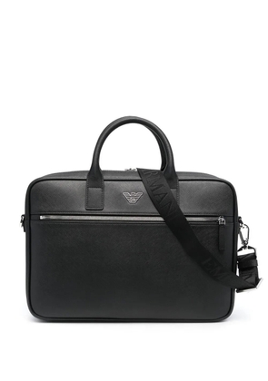 Emporio Armani logo-plaque laptop case - Black