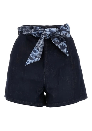 Emporio Armani printed-tie denim shorts - Blue