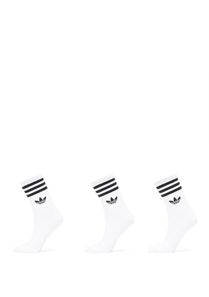 adidas stripes logo detail socks (pack of three) - White