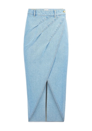 Nina Ricci draped denim midi skirt - Blue