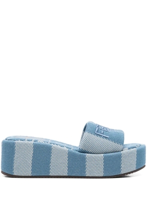 FENDI logo-embroidered slides - Blue