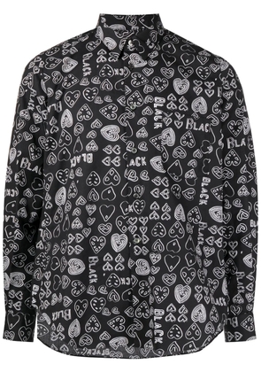 Black Comme Des Garçons heart-print cotton shirt