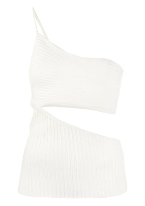 ANDREĀDAMO one-shoulder cut-out ribbed top - White