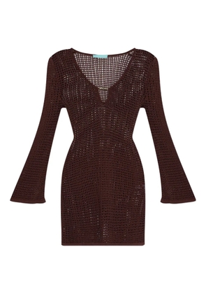 Melissa Odabash Ellis long-sleeve cut-out mini dress - Brown