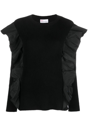 RED Valentino ruffle-detail ribbed-knit top - Black