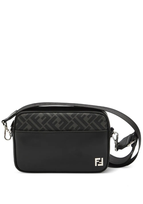 FENDI logo leather messenger bag - Black