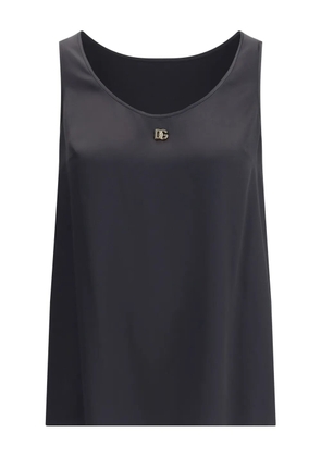 Dolce & Gabbana logo-plaque silk top - Black