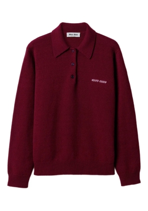 Miu Miu polo-neck intarsia logo sweater - Red