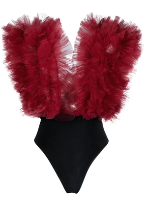 Alchemy x Lia Aram ruffled sleeveless bodysuit - Red