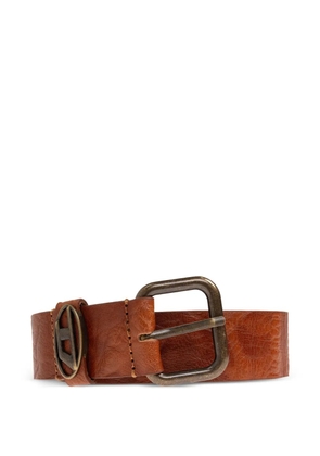 Diesel ova-logo leather belt - Brown