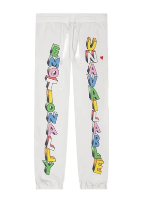 Emotionally Unavailable Wordplay sweatpants - White