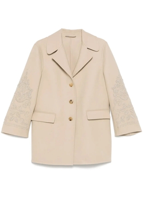 Ermanno Scervino floral-embroidered coat - Neutrals