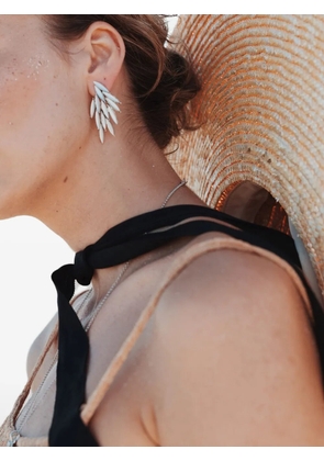 OBSIDIAN leaf drop earrings - Silver