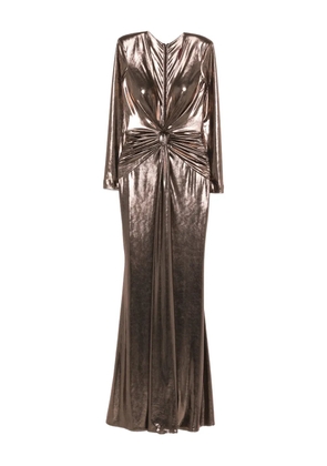 CRISTALLINI Liora knot long-sleeve maxi dress - Brown