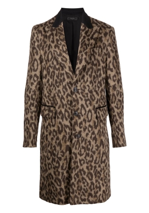 AMIRI brushed leopard-print single-breasted coat - Brown