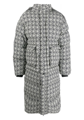 Marine Serre Moon Diamond-pattern oversized puffer coat - White