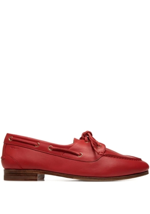 Bally Plume leather lace-up moccasin shoes - Red