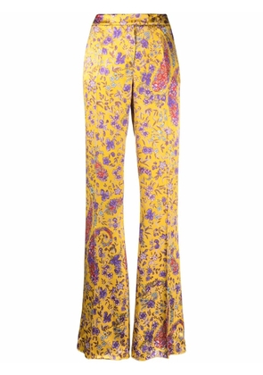 ETRO floral-print flared trousers - Yellow