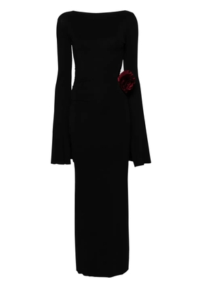 MANURÍ floral-appliqué jersey maxi dress - Black