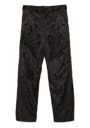 JUNTAE KIM laser-slashed petal trousers - Black